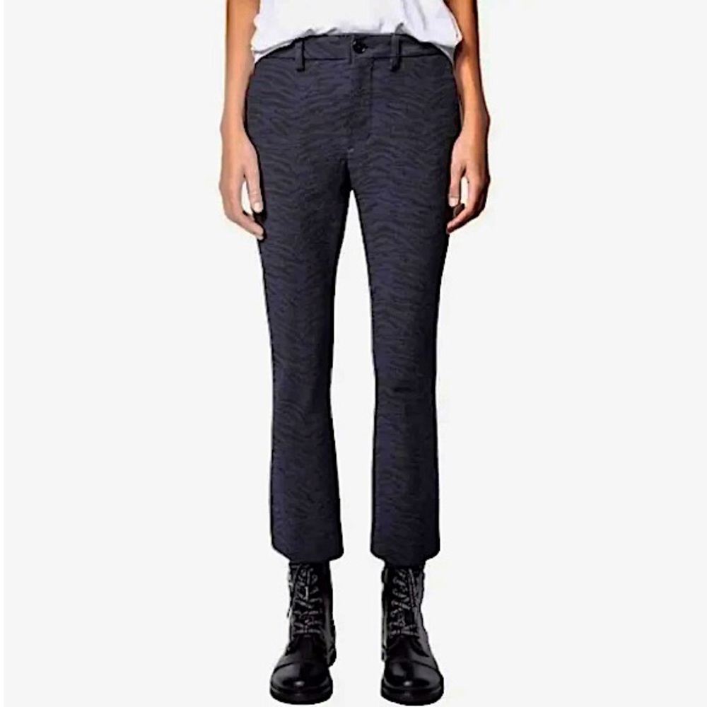 Zadig & Voltaire blue black zebra brocade trousers…size 38 = US 6…NWT